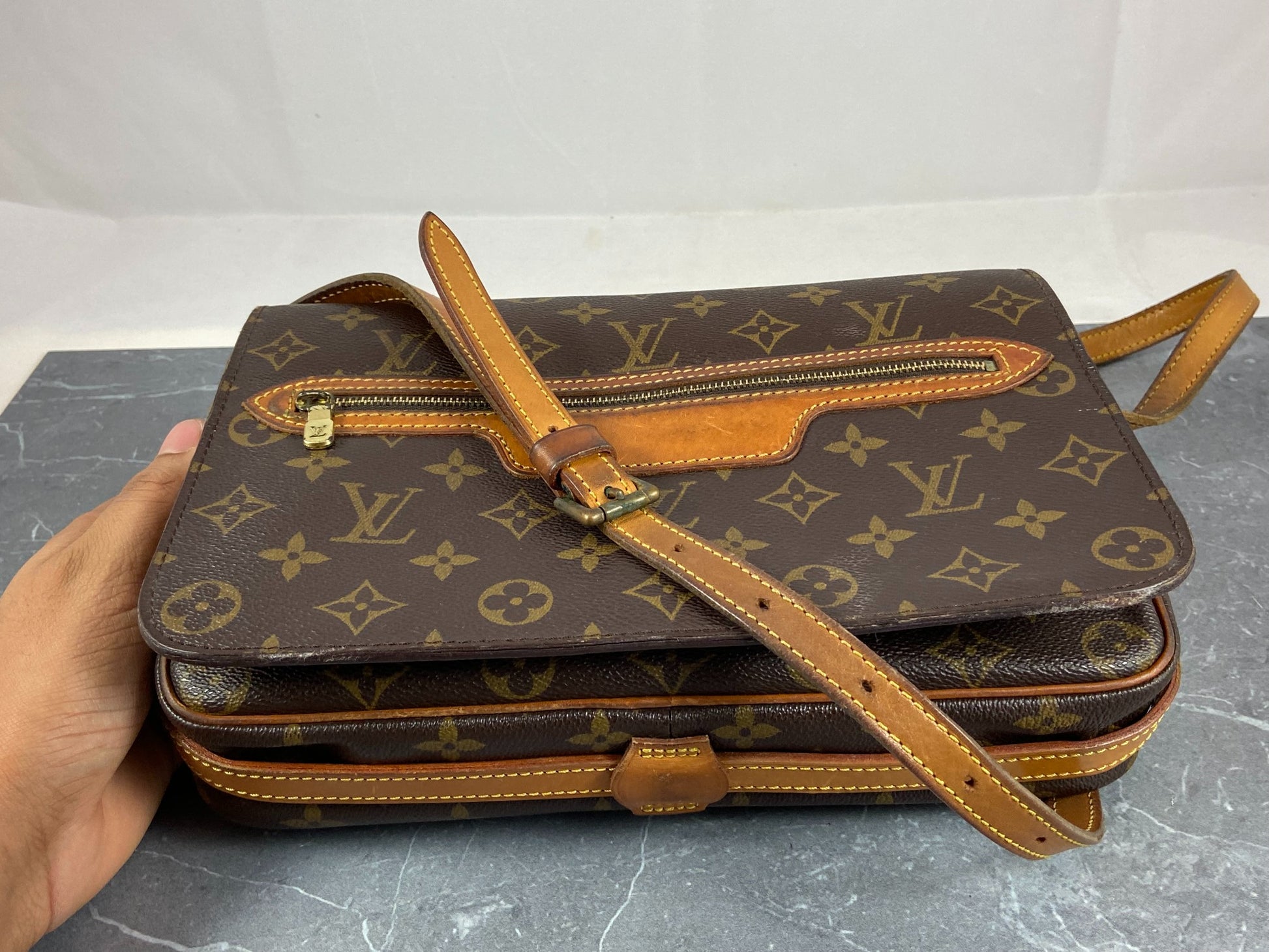 Saint-germain crossbody bag Louis Vuitton Brown in Cotton - 29473709