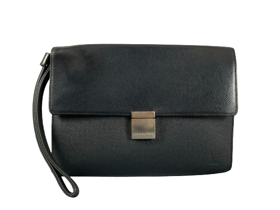 Louis Vuitton Selenga Clutch Black Taiga Leather