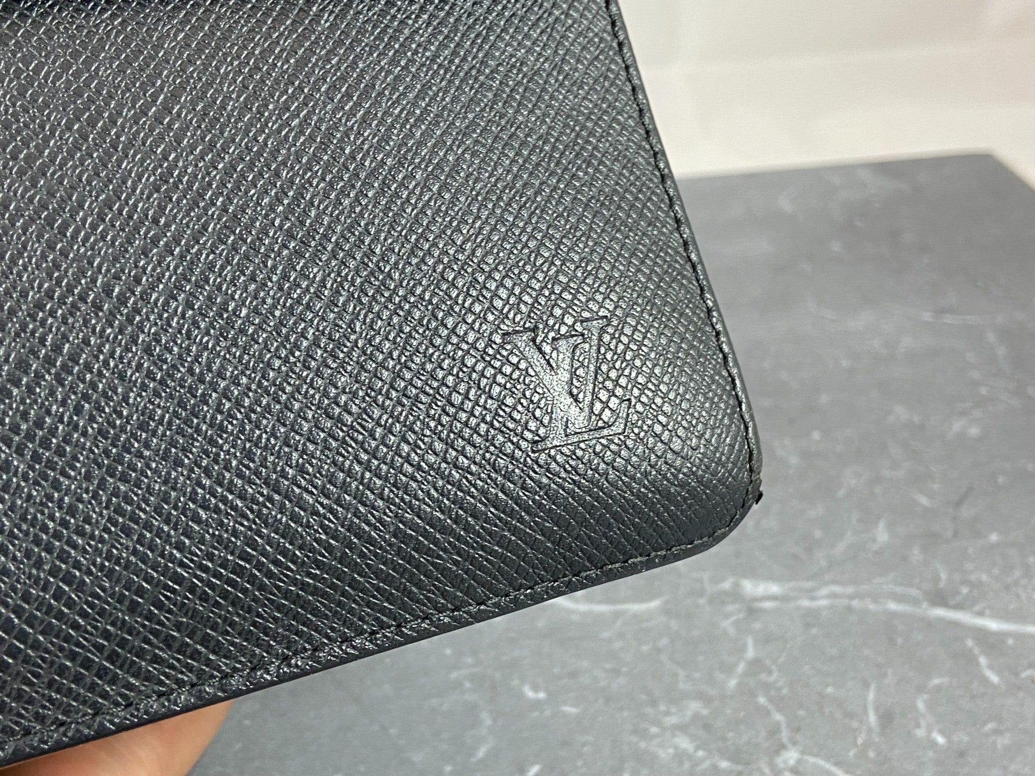 Louis Vuitton Selenga Clutch Black Taiga Leather