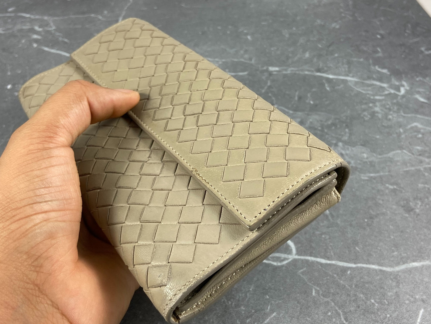 Bottega Veneta Woven Zip-Around Wallet Grey