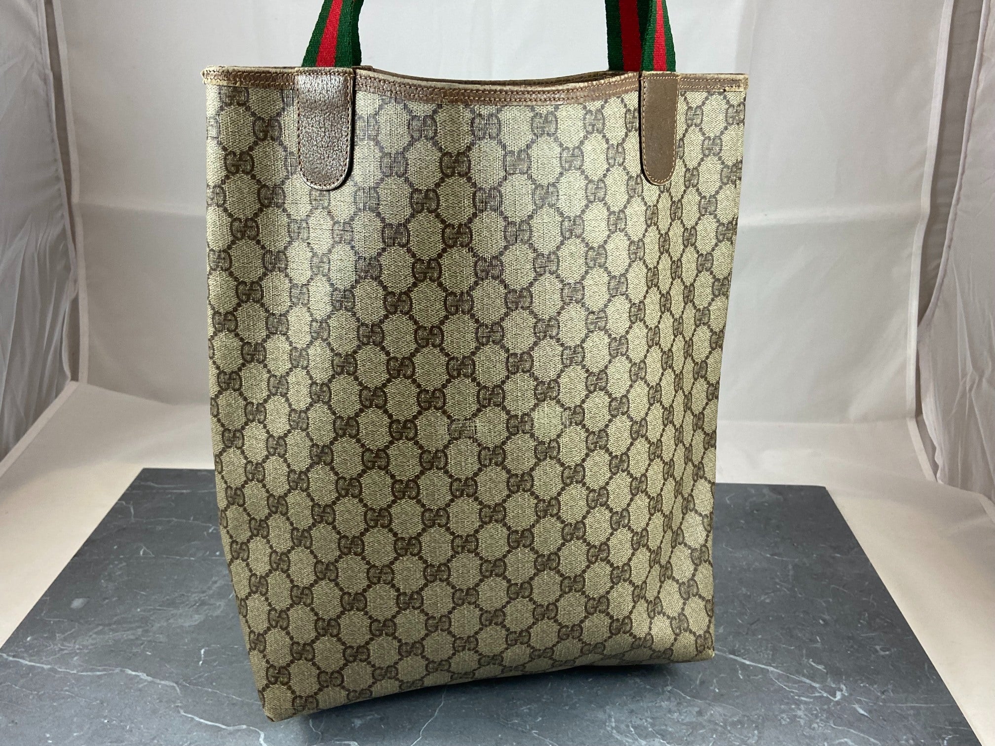 Gucci Sherry Line Hand Tote Bag Beige GG Supreme Canvas