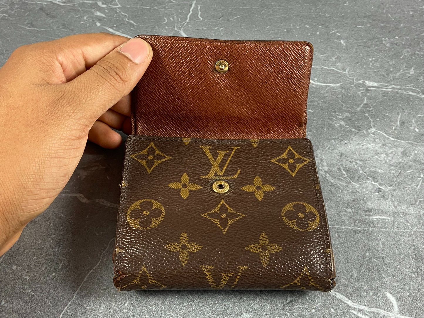 Louis Vuitton Wallet Elise Damier Ebene Brown in Canvas with Gold-tone - US