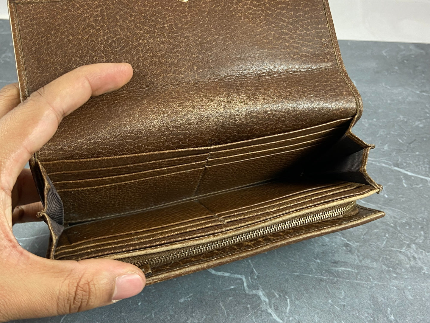 Gucci Long Wallet Brown GG Monogram Leather