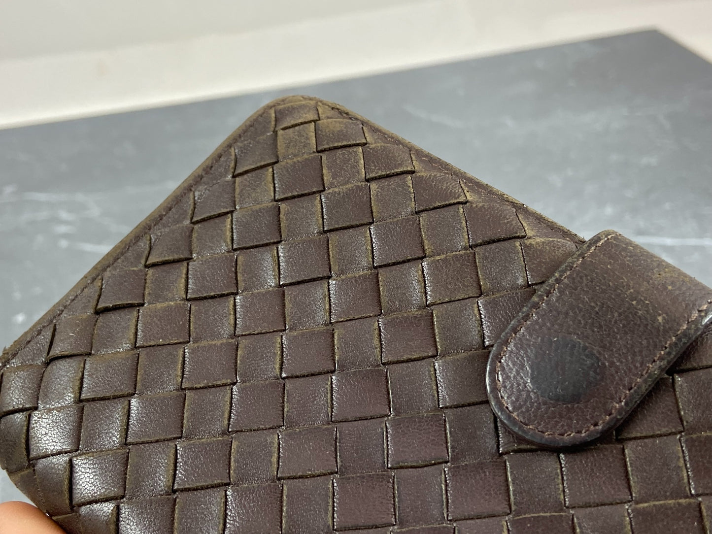 Bottega Veneta Woven Leather Long Wallet Brown