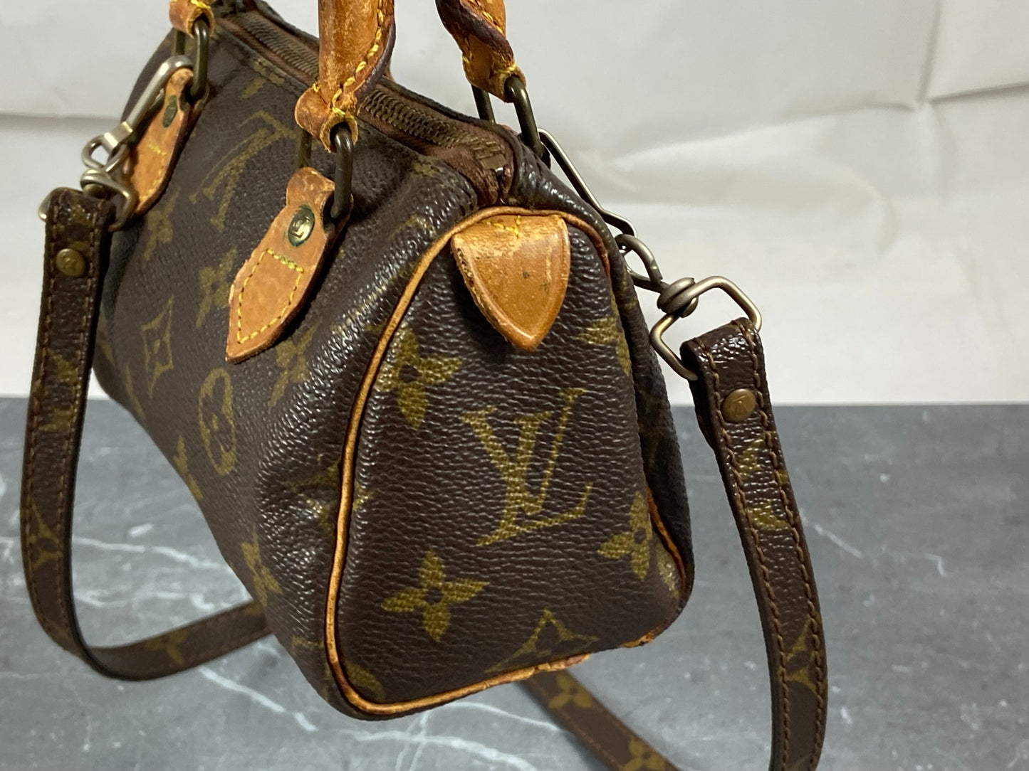 Louis Vuitton Mini Speedy Crossbody Bag Monogram Canvas