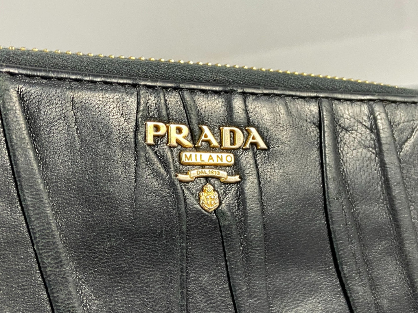 Prada Nappa Gauffre Long Zippy Wallet Black Leather
