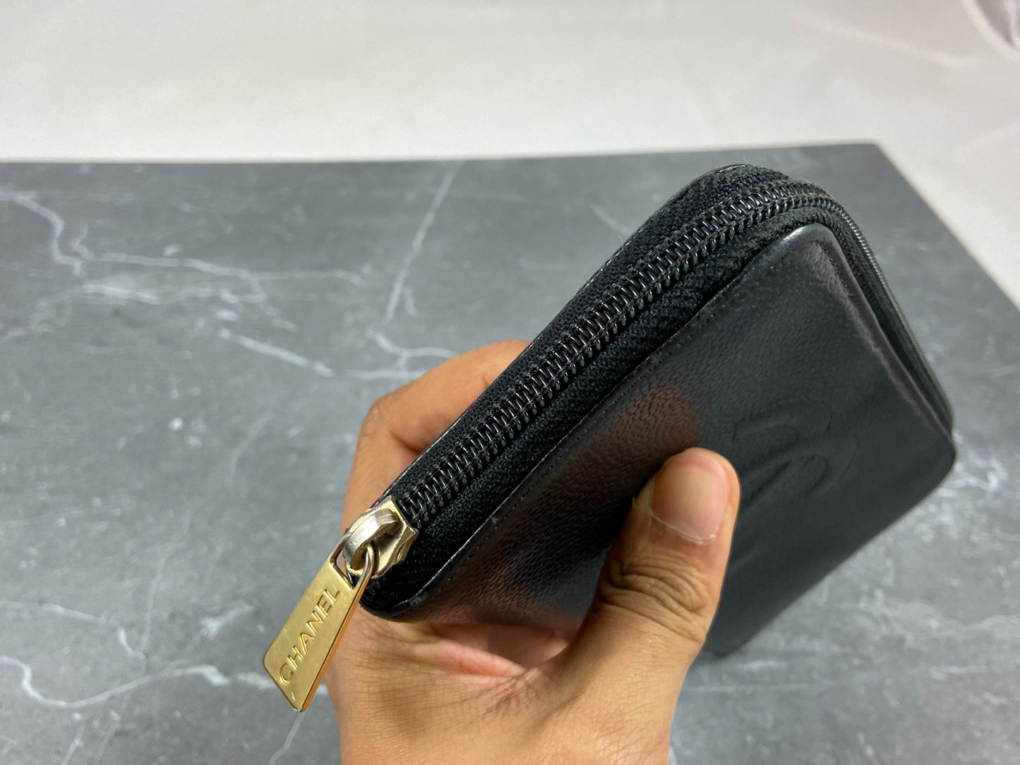 Chanel CC Long Zippy Wallet Black Caviar Leather full set