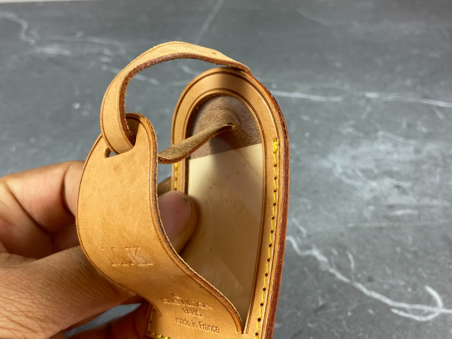 Louis Vuitton Luggage Tag & Handle Belt Beige Vachetta Leather