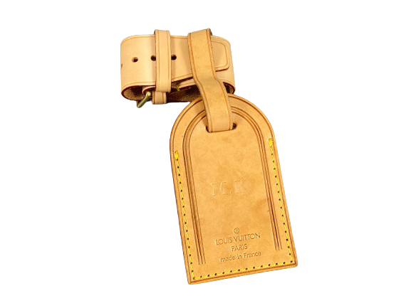 Louis Vuitton Luggage Tag & Handle Belt Beige Vachetta Leather