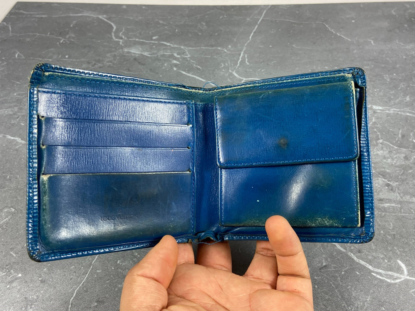 Louis Vuitton Marco Wallet Blue Epi Leather