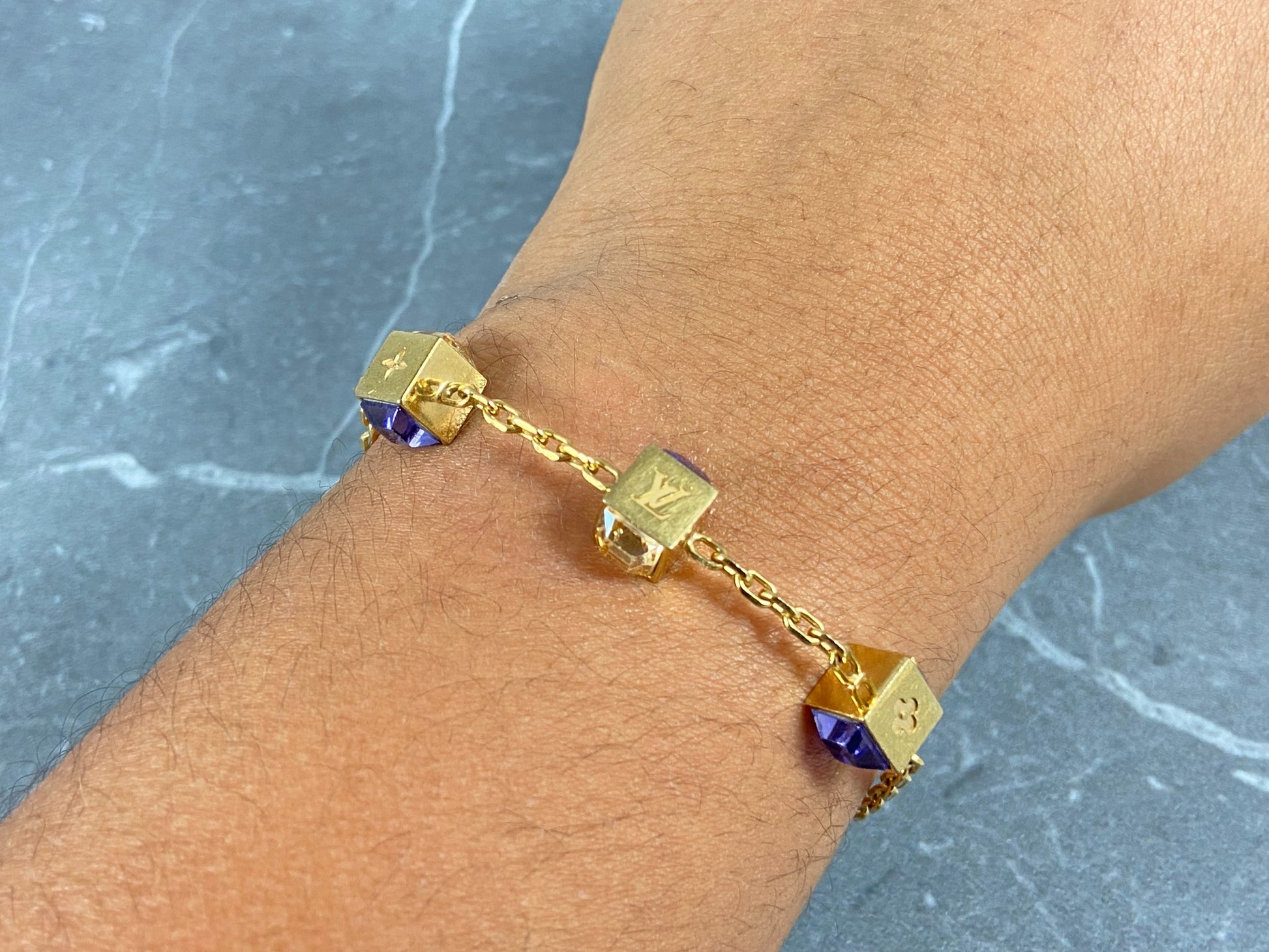 Louis Vuitton Gamble Crystal Bracelet - Gold-Tone Metal Link, Bracelets -  LOU151515