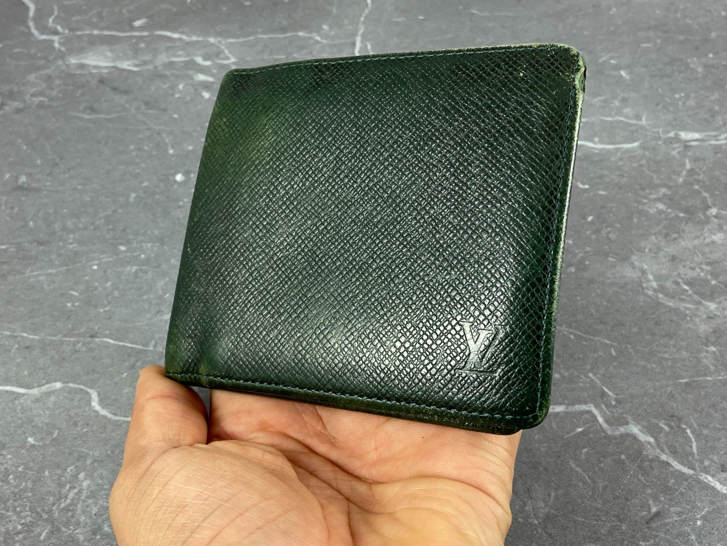 Louis Vuitton Bifold Wallet Dark Green Taiga Leather