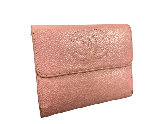 Chanel CC Compact Wallet Pink Caviar Leather