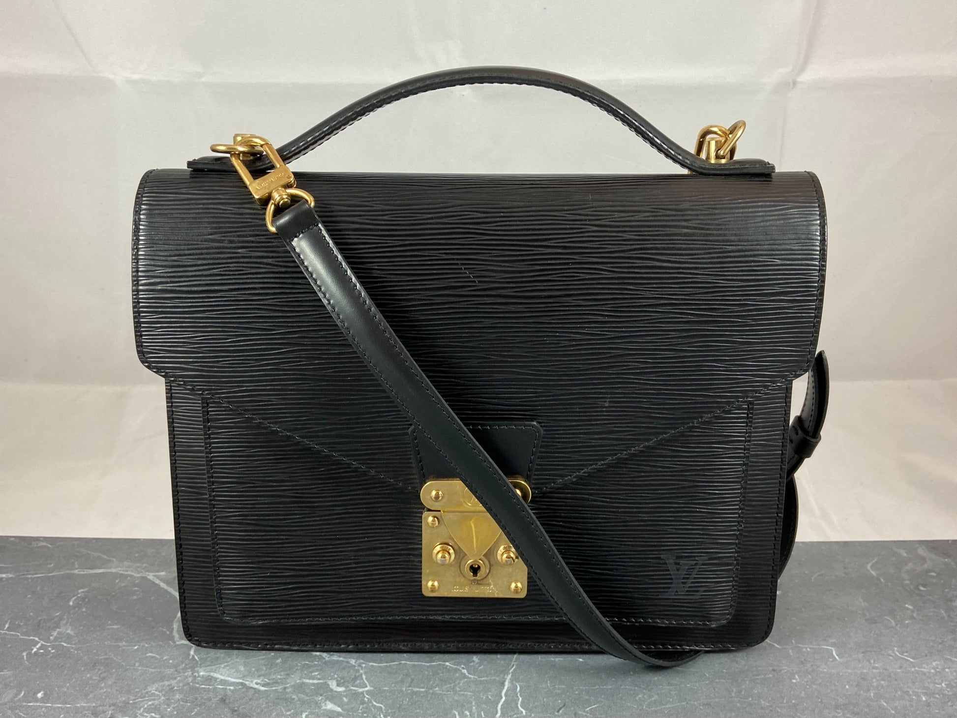 Louis Vuitton Black Epi Leather Monceau 28 Bag - Yoogi's Closet
