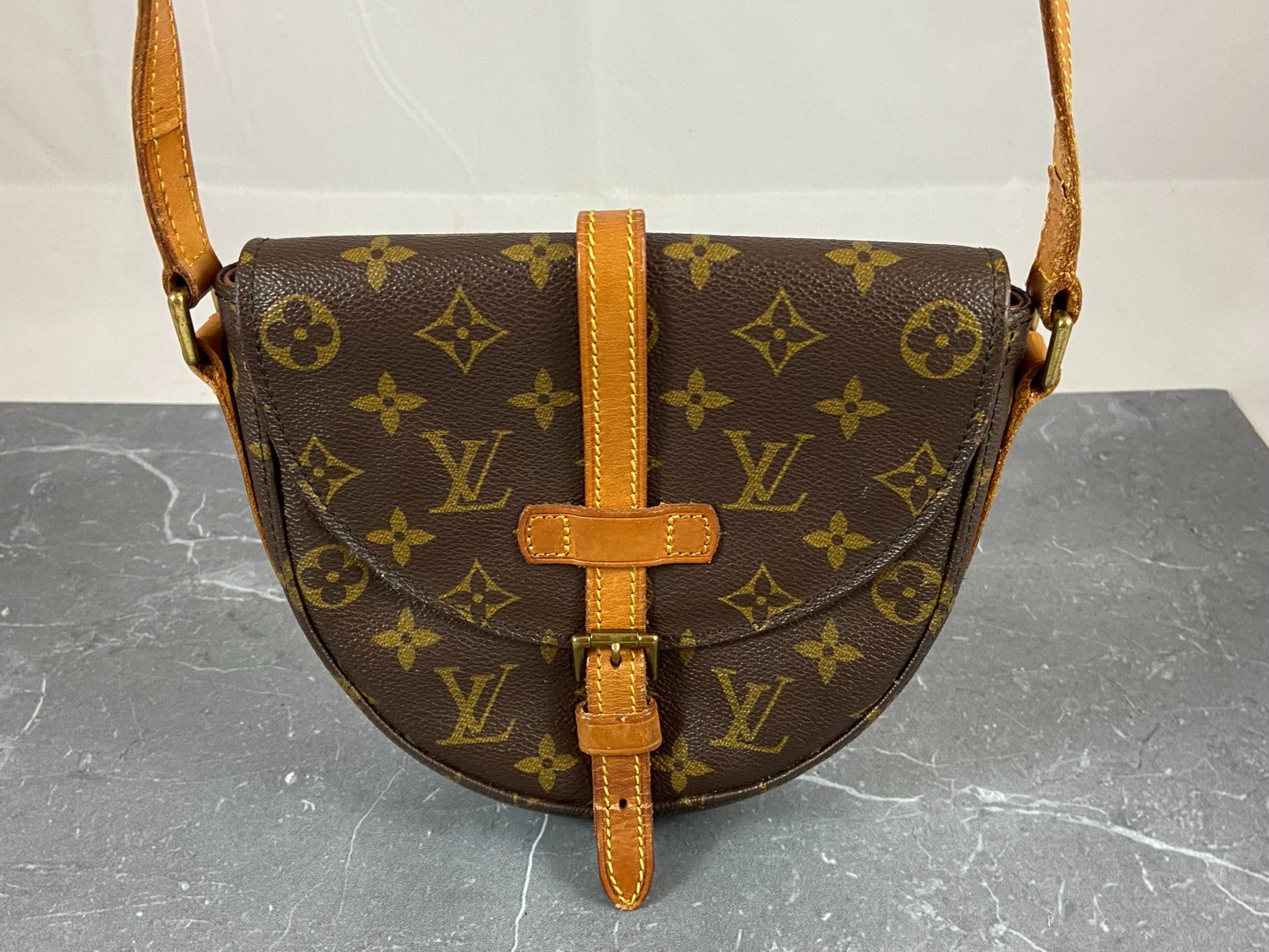 LOUIS VUITTON Chantilly PM Shoulder Bag Monogram Leather Brown M51234  31BX413