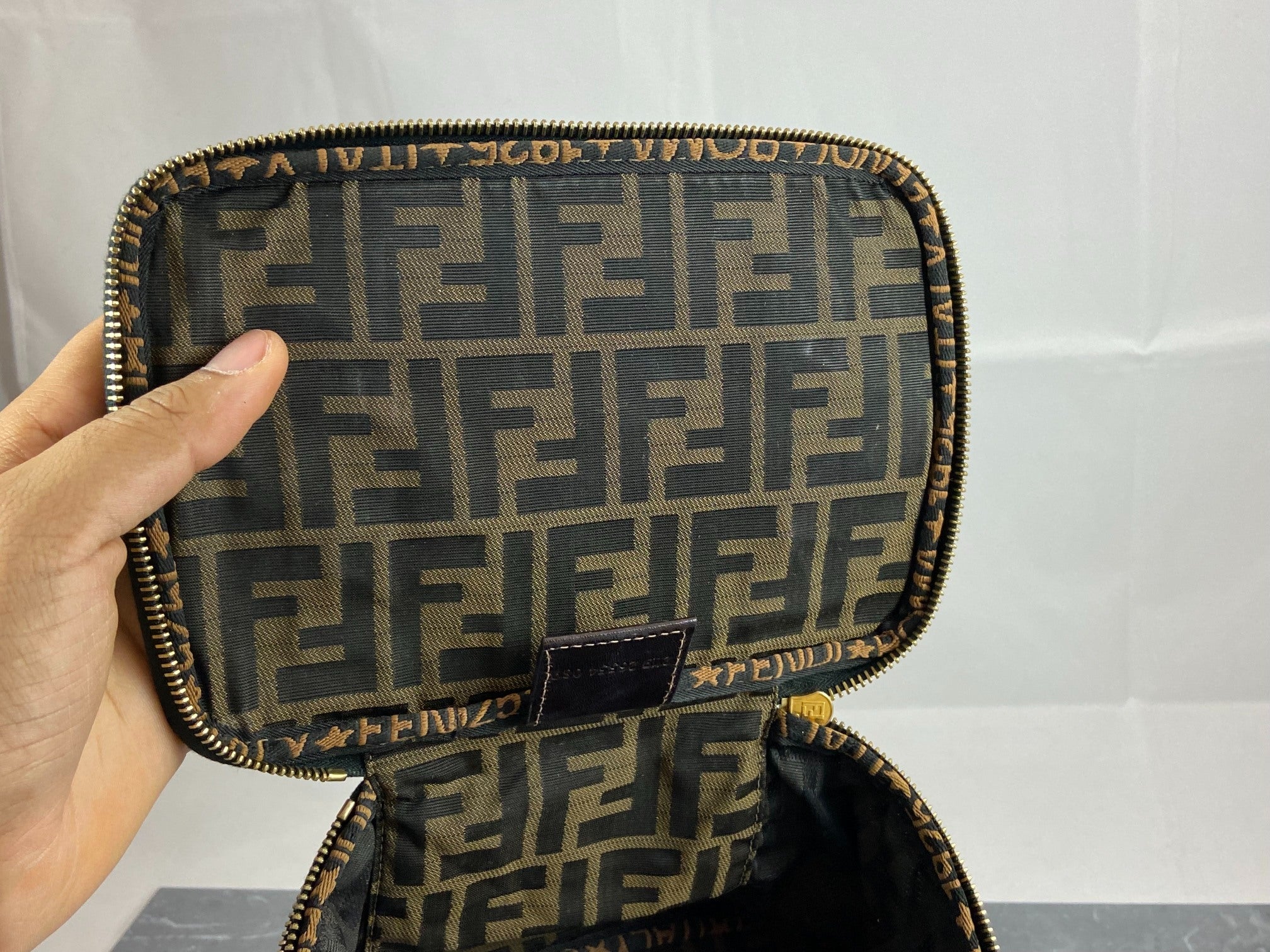 Fendi Vanity Bag Tabacco Brown Zucca Monogram