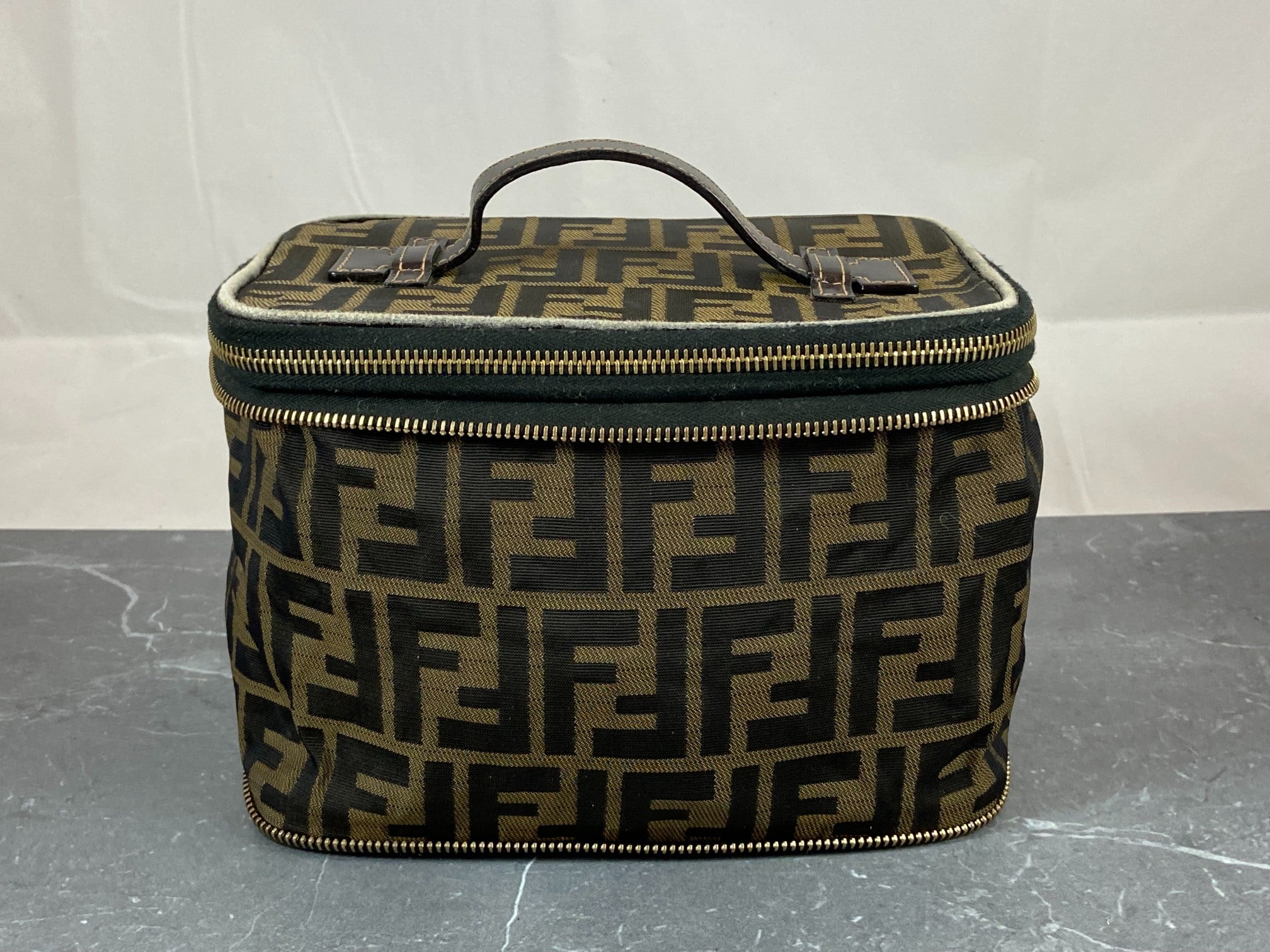 Fendi Vanity Bag Tabacco Brown Zucca Monogram