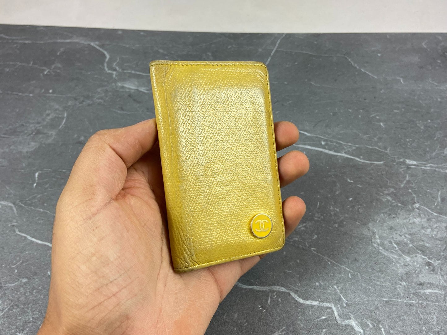 Chanel Bifold Card Case Yellow Leather