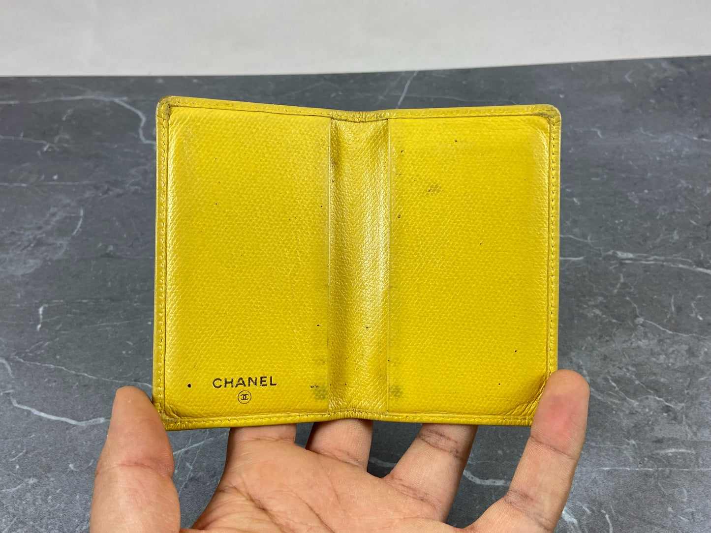 Chanel Bifold Card Case Yellow Leather