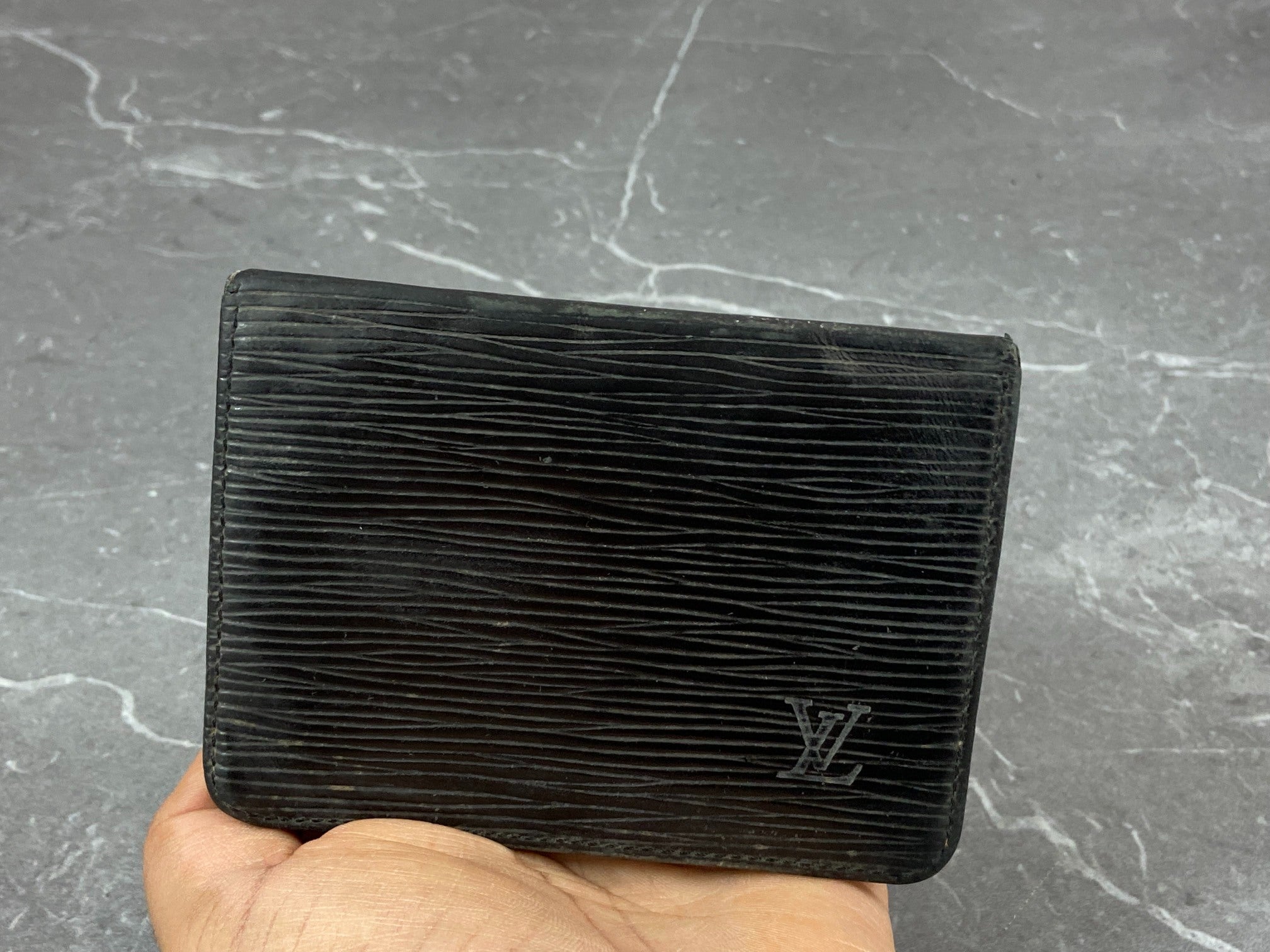 Louis Vuitton Bifold Card Case Black Epi Leather