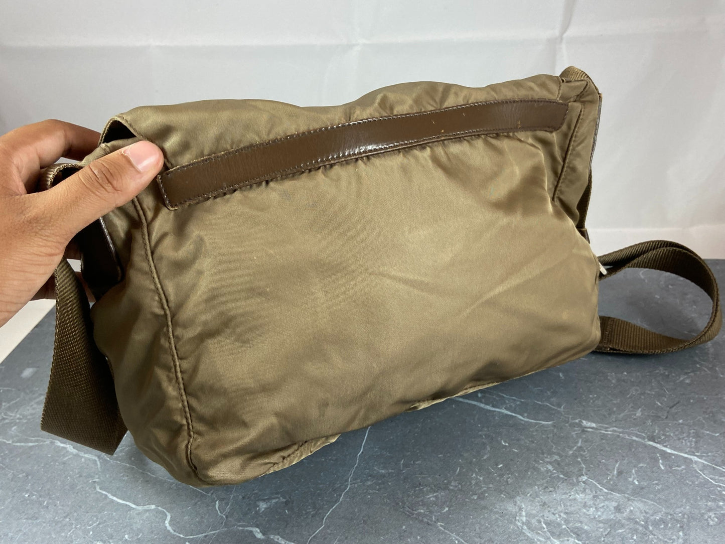 Prada Tessuto Nylon Shoulder / Messenger Bag Brown