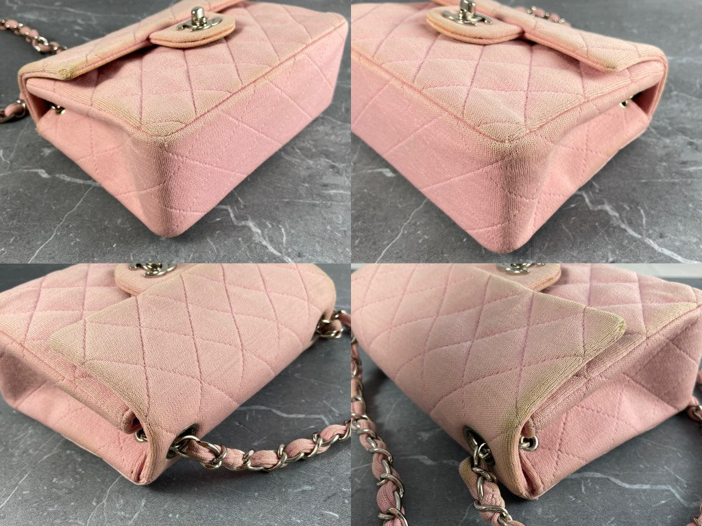 Chanel Timeless / Classique Mini Square Flap Bag Pink Jersey